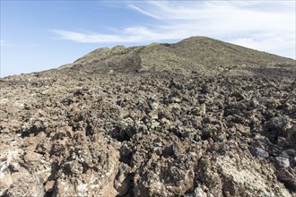 Volcano Colorado with solidified lava flow, Lanzarote, Canary Islands, Spain, Europe