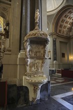 City of Palermo, in the Cathedral Maria Santissima Assunta, holy water font in the interior, UNESCO