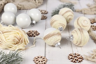 Do it yourself boho style Christmas bauble ornaments with with cream colored cord