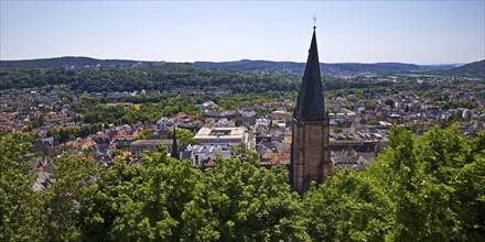 Elevated view of the parish church of St. Mary and the town from the Schlossberg, Marburg an der