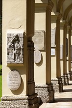 Crypt arcades, grave counters in the arcade of St. Sebastian's Cemetery, Church of St. Peter,