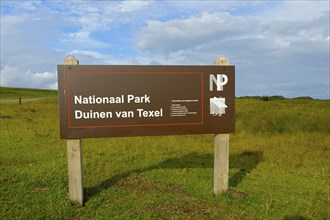 Sign at the National Park Duinen van Texel, Island Texel, North Holland, Netherlands