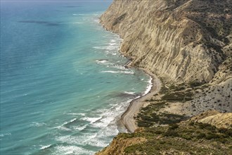 Beach on the cliffs of Cape Aspro near Pissouri, Cyprus, Europe