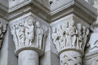 Famous tympanum of Saint-Lazare Cathedral, detail, Autun, Département Saône-et-Loire, Region