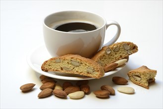 Cantucci, almond biscuits and a cup of coffee