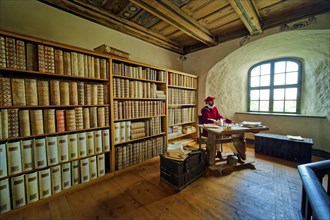 Historical Writing Room, Mildenstein Castle, Leisnig, Saxony, Germany, Europe