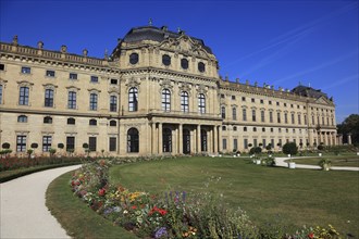 Old town of Würzburg, the Würzburg Residence, view from the courtyard garden, UNESCO World Heritage