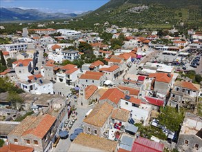 Drone shot, Areopoli, Areopolis, Tsimova, Itylo, Anatoliki Mani, Mani, Lakonia, Peloponnese,