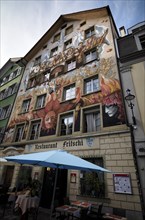 Facade painting, Restaurant Fritschi, Old Town, Lucerne, Switzerland, Europe