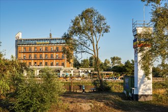 Former observation tower of the GDR border troops at the port of Dömitz, Mecklenburg-Western