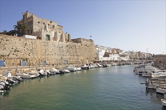 Historic harbour, town hall on the left, Ciutadella or Ciutadela, Menorca, Balearic Islands, Spain,