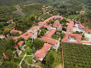 Aerial view, Evangelismos tis Theotokou, Orthodox Women's Monastery, Ormylia, Dimotiki Enotita