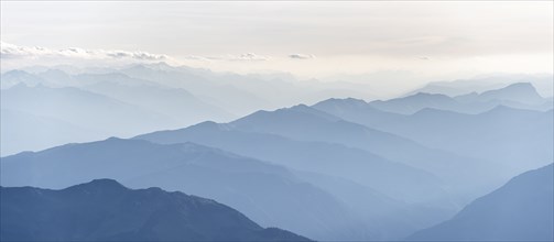 Silhouettes, Dramatic Mountain Landscape, View from Hochkönig, Salzburger Land, Austria, Europe