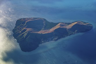 Aerial of little islets of the coast of Viti Levu, Fiji, South Pacific, Oceania