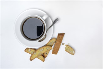 Cantucci, almond biscuits and a cup of coffee