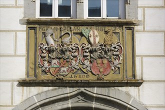 Alliance coat of arms of Count Rudolf VI von Helfenstein and Anna Maria von Staufen on Helfenstein