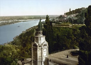 St. Vladimir Monument, Kiev, Russia, Ukraine, c. 1890, Historic, digitally enhanced reproduction of