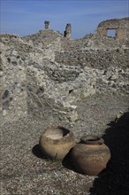 Amphorae at the Antiquarium, Pompeii, Campania, Italy, Europe