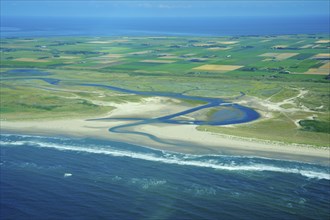 Pond, De Slufter nature reserve, Texel island, North Holland, Netherlands