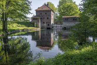 Brüningmühle, old water mill on the Vechte, Schöppingen, North Rhine-Westphalia, Germany, Europe