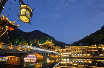 Chinese tourist attraction destination, Feng Huang Ancient Town (Phoenix Ancient Town) on Tuo Jiang