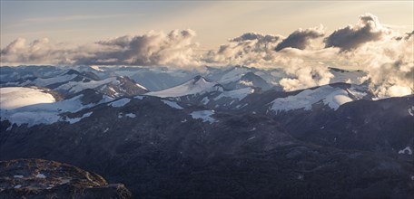 View of the surrounding mountains from the Dalsnibba viewpoint, Geirangerfjord, Møre og Romsdal,