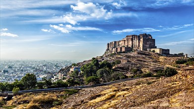 Panorama of Mehrangarh Fort in Jodhpur, Rajasthan, India, Asia