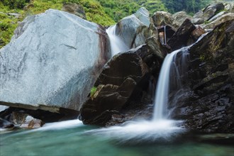 Cascade of Bhagsu waterfall in Bhagsu, Himachal Pradesh, India, Asia