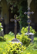 Crosses at the cemetery of St. Sebastian, Church of St. Peter, Salzburg, Austria, Europe