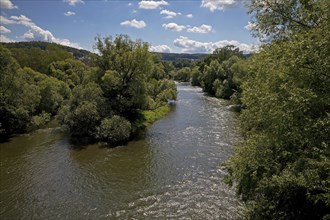 Tributary of the river Fulda, Hannoversch Münden or Hann. Münden, Lower Saxony, Germany, Europe