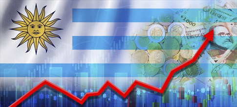 Financial growth Uruguay, economic recovery. Uruguay economy growth on financial graph