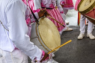 Drummers on the street with their instruments during a popular festival in Brazil, Belo horizonte,