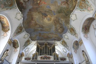 Parish church of St Magdalena, interior, ceiling frescoes, Fürstenfeldbruck, Upper Bavaria,