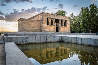 Madrid, Spain, September 27, 2014: Sunset on Temple of Debod. Temple of Debod. It is an Egyptian