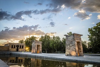 Madrid, Spain, September 27, 2014: Sunset on Temple of Debod. Temple of Debod. It is an Egyptian