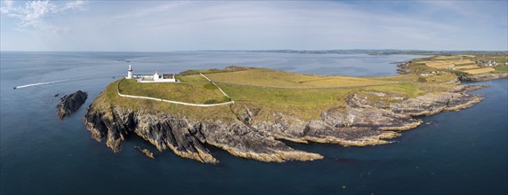 Aerial panorama landscape view of the Galley Head Lighthouse in County Cork