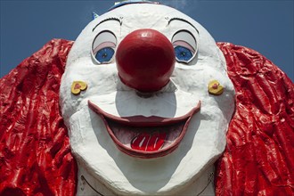 16.06.2019, Vienna, Austria, Europe, A giant clown face at the Vienna Prater funfair, Europe