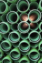 Green plastic pipes, Allgäu, Bavaria, Germany, Europe