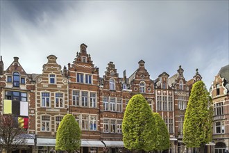 Facade 0f historical houses on Square in Leuven, Belgium, Europe