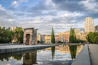 Madrid, Spain, September 27, 2014: Sunset on Temple of Debod. Temple of Debod. It is an Egyptian