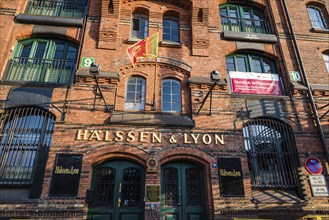 Hamburg, Germany, August 3, 2019: Halssen and Lyon tea wholesaler headquarters in Warehouse