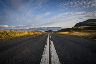 On the road in autumnal Iceland, road, highway, central reservation