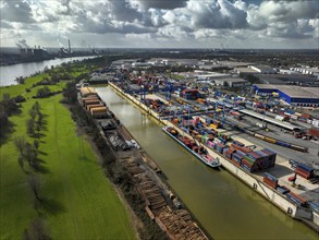 Duisburg, North Rhine-Westphalia, Germany, industrial landscape, Port of Duisburg, container port,