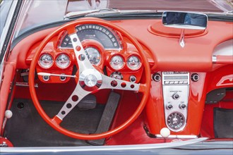 Old classic Chevrolet corvette interior