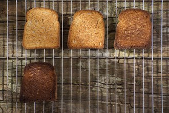 Soft toasted slices of bread in the oven