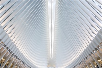 New York City, USA, June 24, 2018: Interior View of World Trade Center Transportation Hub or Oculus