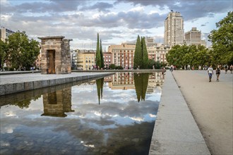 Madrid, Spain, September 27, 2014: Sunset on Temple of Debod. Temple of Debod. It is an Egyptian