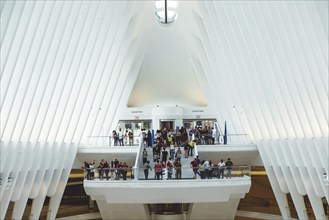 New York City, USA, June 24, 2018: Interior View of World Trade Center Transportation Hub or Oculus