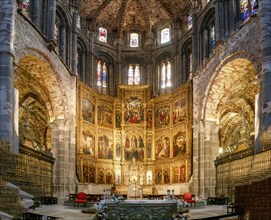 Avila, Spain, 8 April, 2024: view of the central nave and altar in the Avila Cathedral, Europe