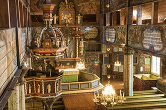 Church pulpit in an old Wooden Church